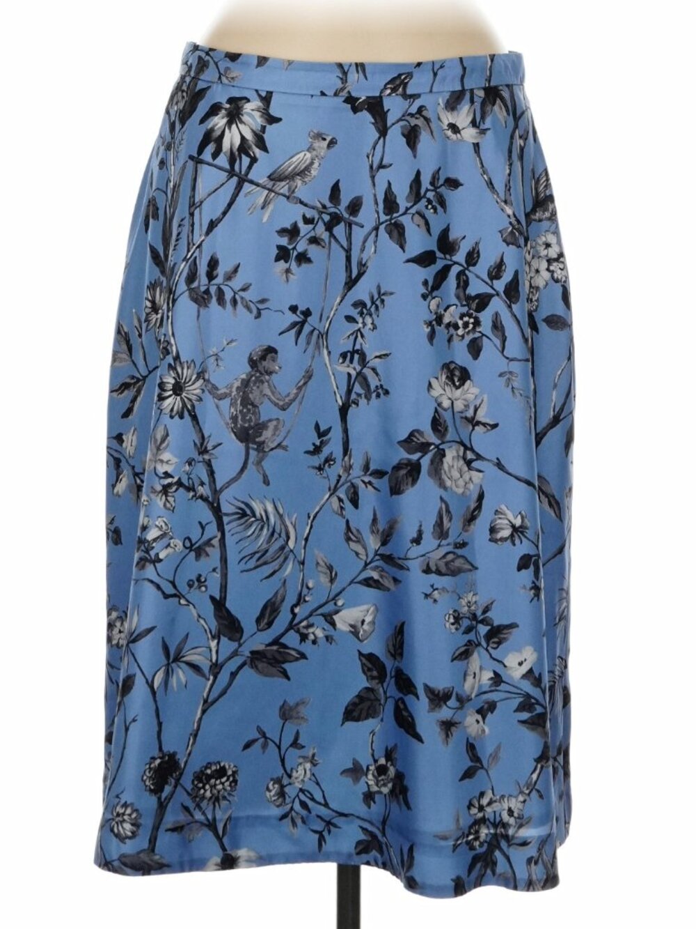 J.Crew 100% Silk Skirt - Blue Floral/Tropical Print